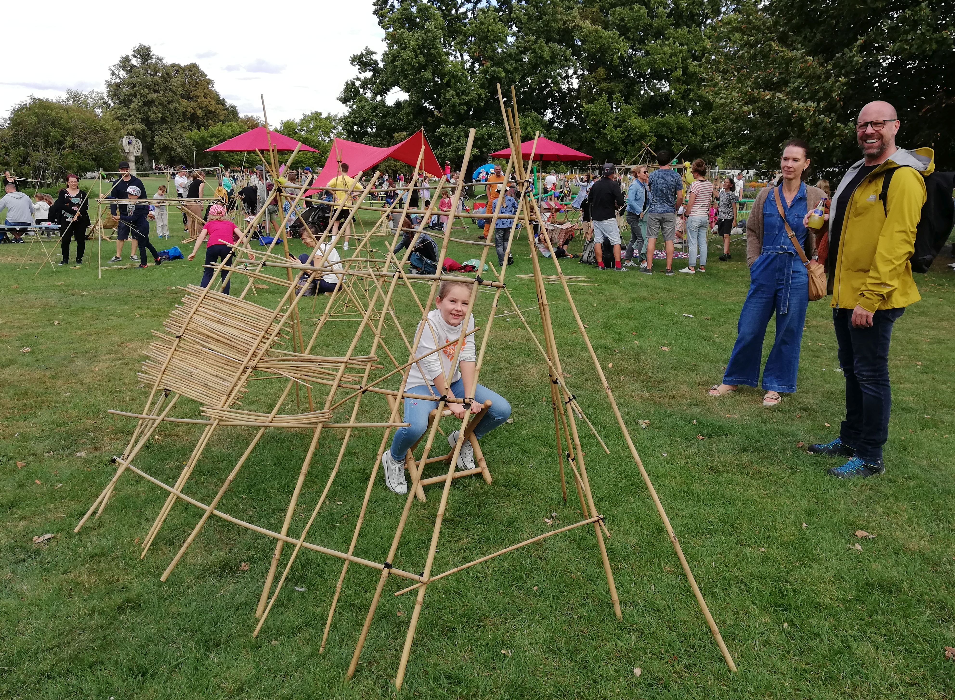Skulptur aus Bambus in Erfurt im Egapark Spielanimation